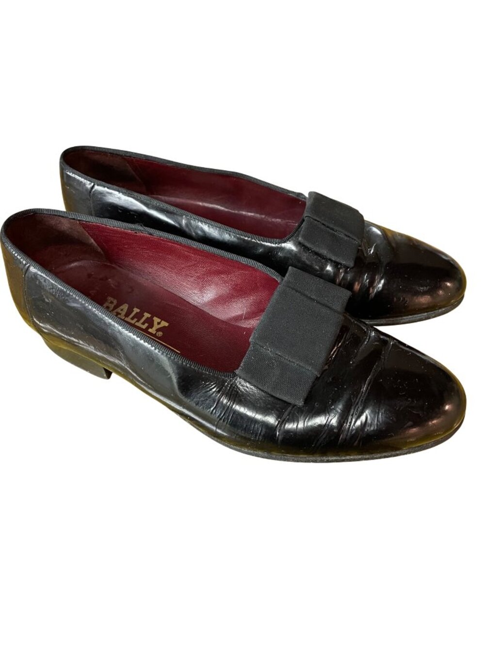Bally Caesar Slip On Patent Leather Bow Loafer Dress Shoes Black Sz 8M